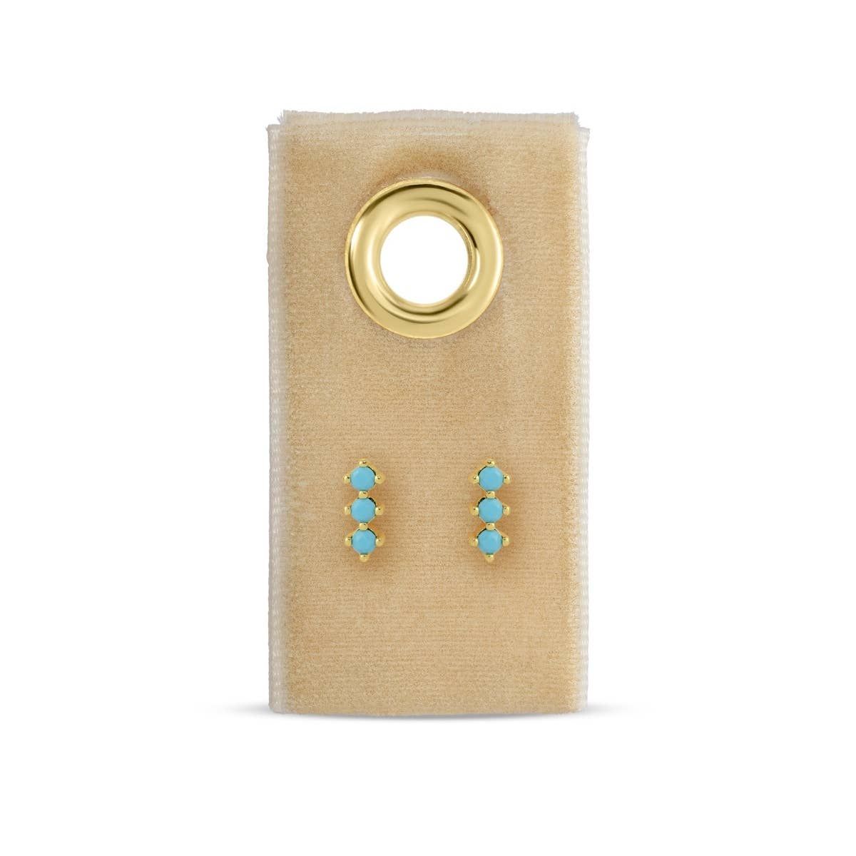 Triple CZ Bar Studs: Light Blue