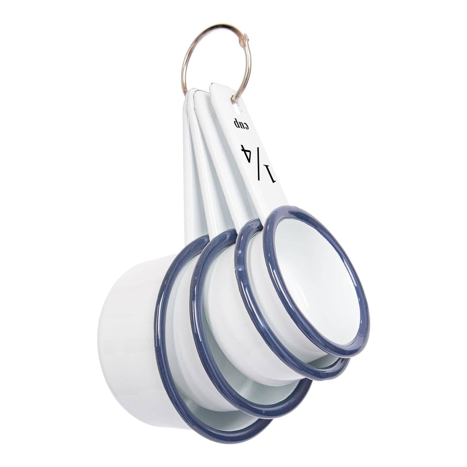 White Enamel Measuring Cups Set, Colour: Blue