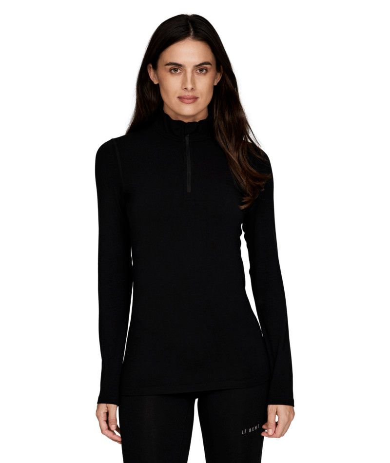 W Midweight 1/4 Zip, Color: Blk, Size: XS