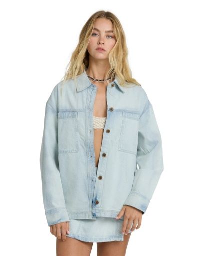 W Jade Saltwashed LS, Color: Blue Mist, Size: XS