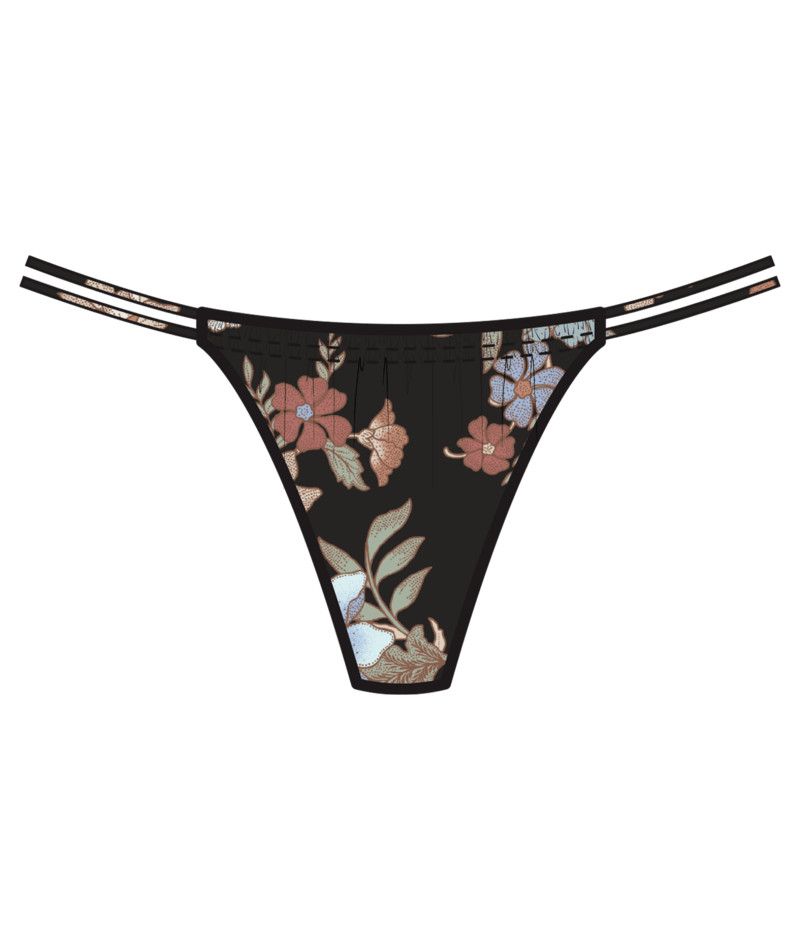 W Bali Floral Palos Verdes Bttm, Color: Blk, Size: SM