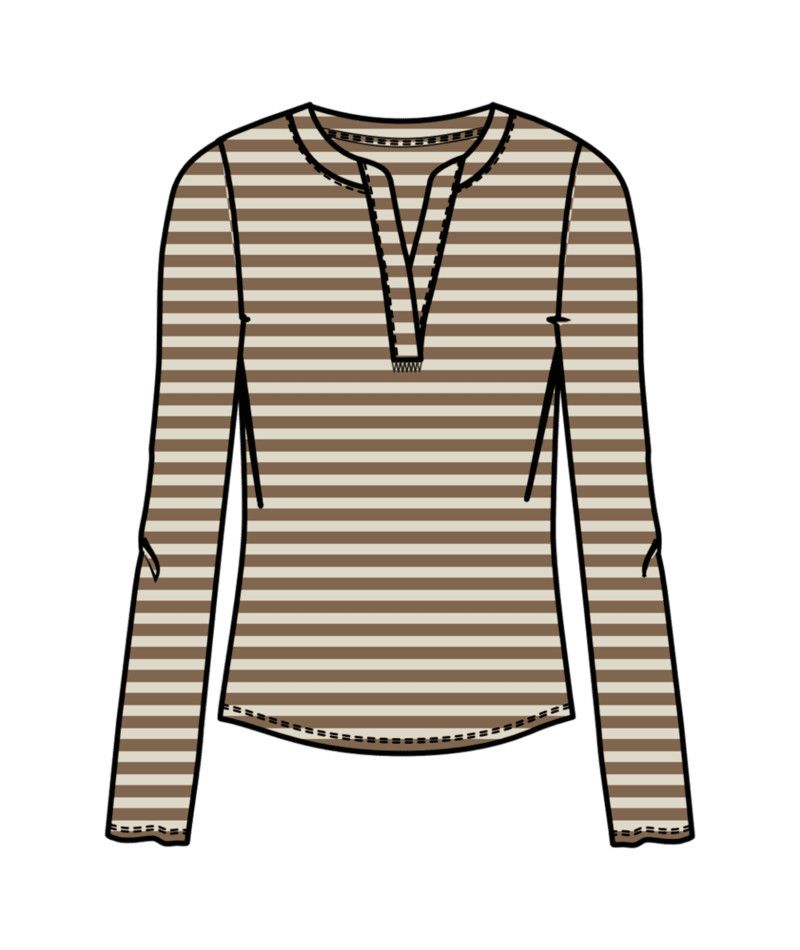 W Ever Henley, Color: Walnut Stripe, Size: XS