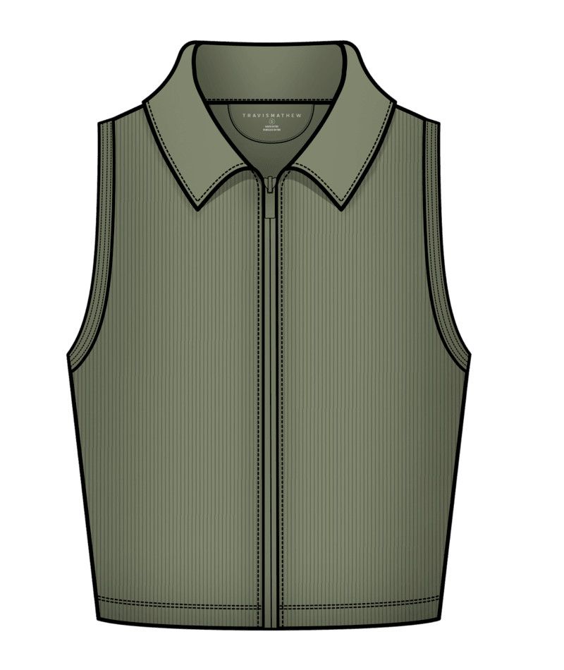 W Moveknit Rib SL Zip Polo, Color: Oil Grn, Size: SM