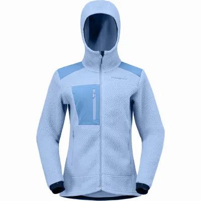 W Trollveggen Warm3 Zip Hood, Color: Cashmere Blue/Allure, Size: SM