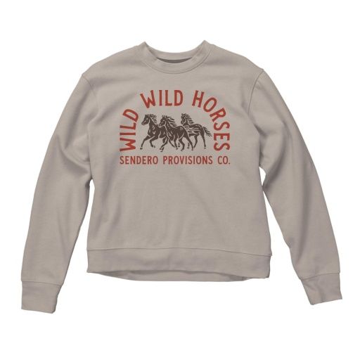 W Wild Horses Swtr, Color: Sand, Size: SM