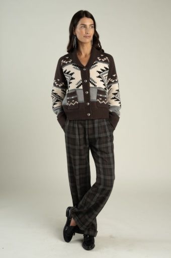 W Cimarron Cardigan, Color: Brwn/Blue, Size: SM