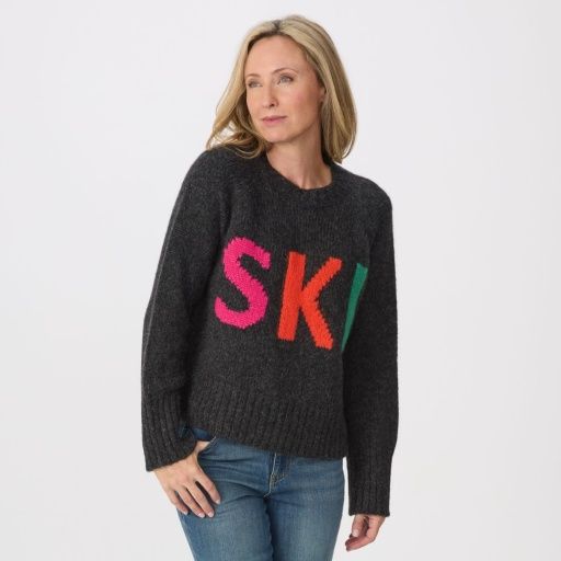 W Ski Crew Neck, Color: Hthr Blk, Size: XS