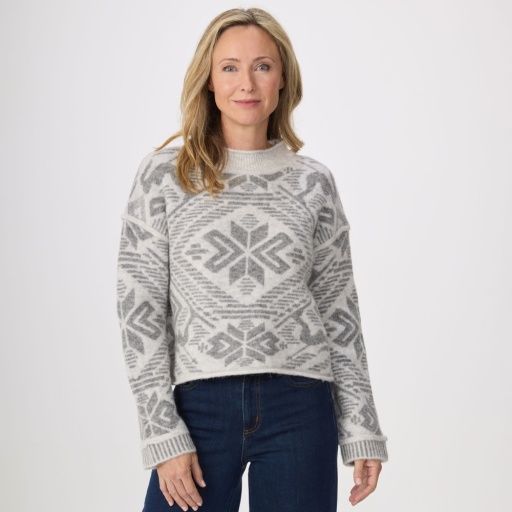 W Elowen Mock Neck, Color: Hthr Silver, Size: SM