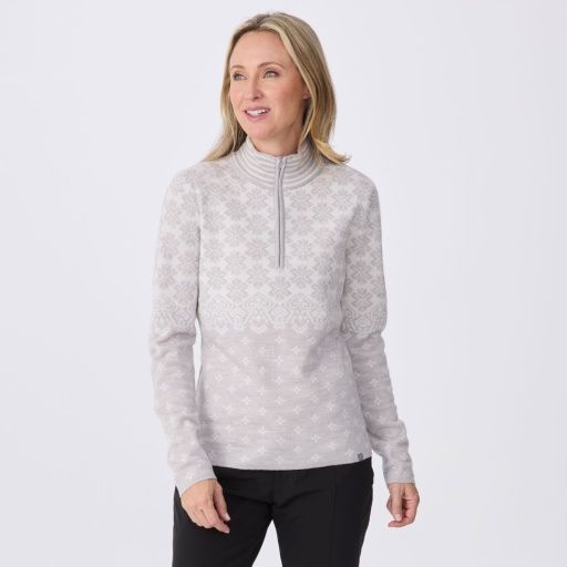 W Sierra Zip Neck, Color: Silver/Snow, Size: SM