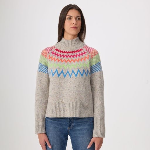 W Lara Mock Neck, Color: Hthr Silver, Size: SM