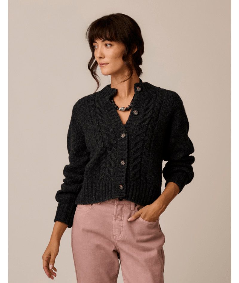 W Poppy Cropped Cardigan, Color: Wall Street, Size: XS