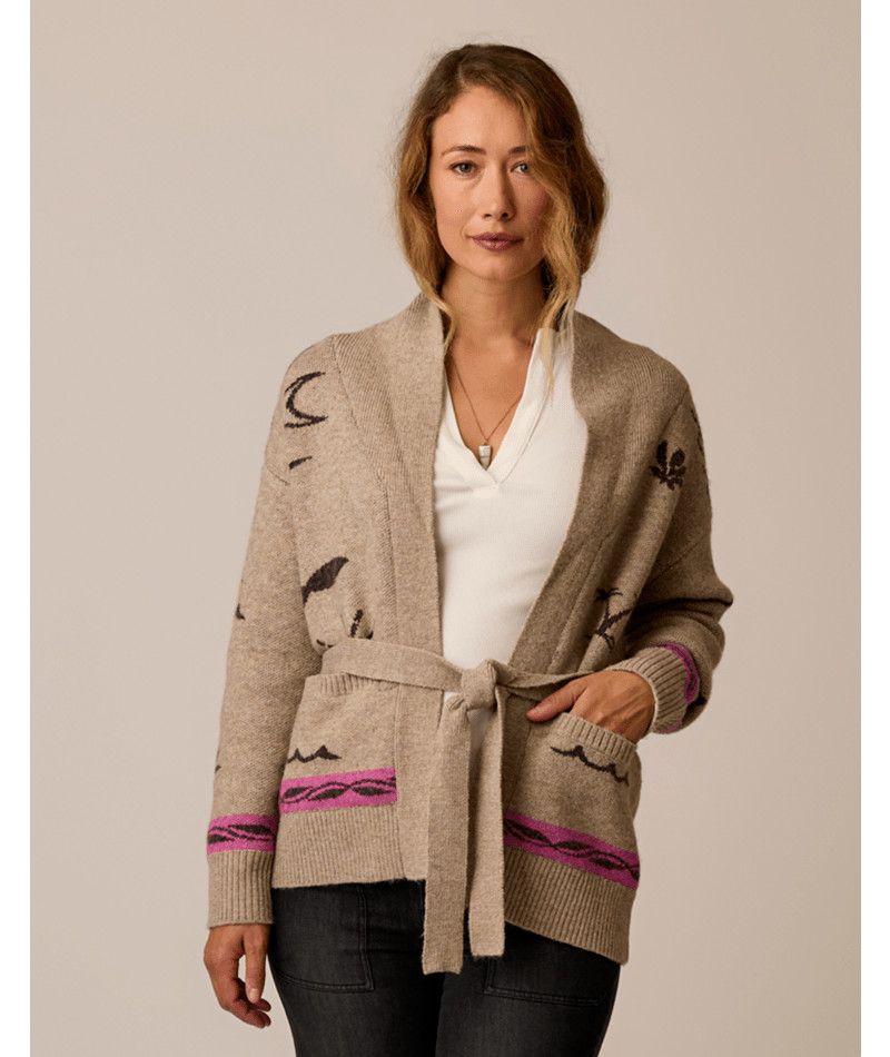 W Mesa Wrap Cardigan, Color: Barley, Size: XS