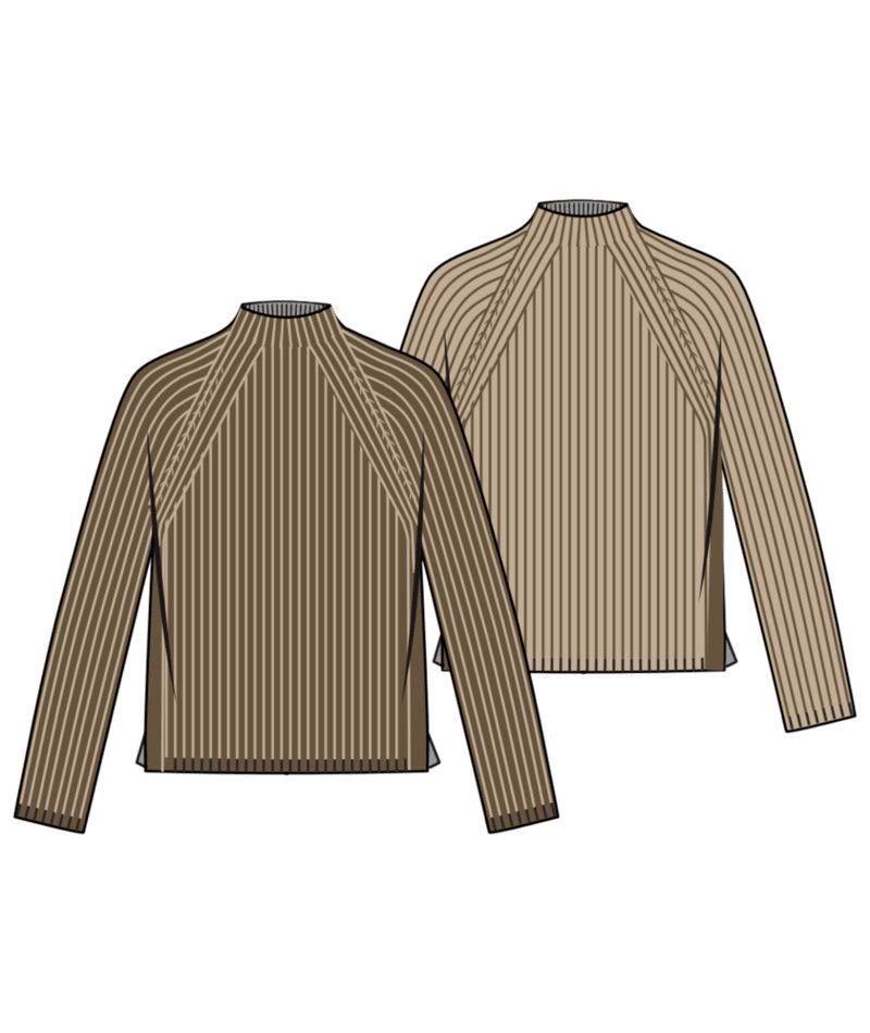 W Ivy RVS Swtr, Color: Teak/Sandstone, Size: XS