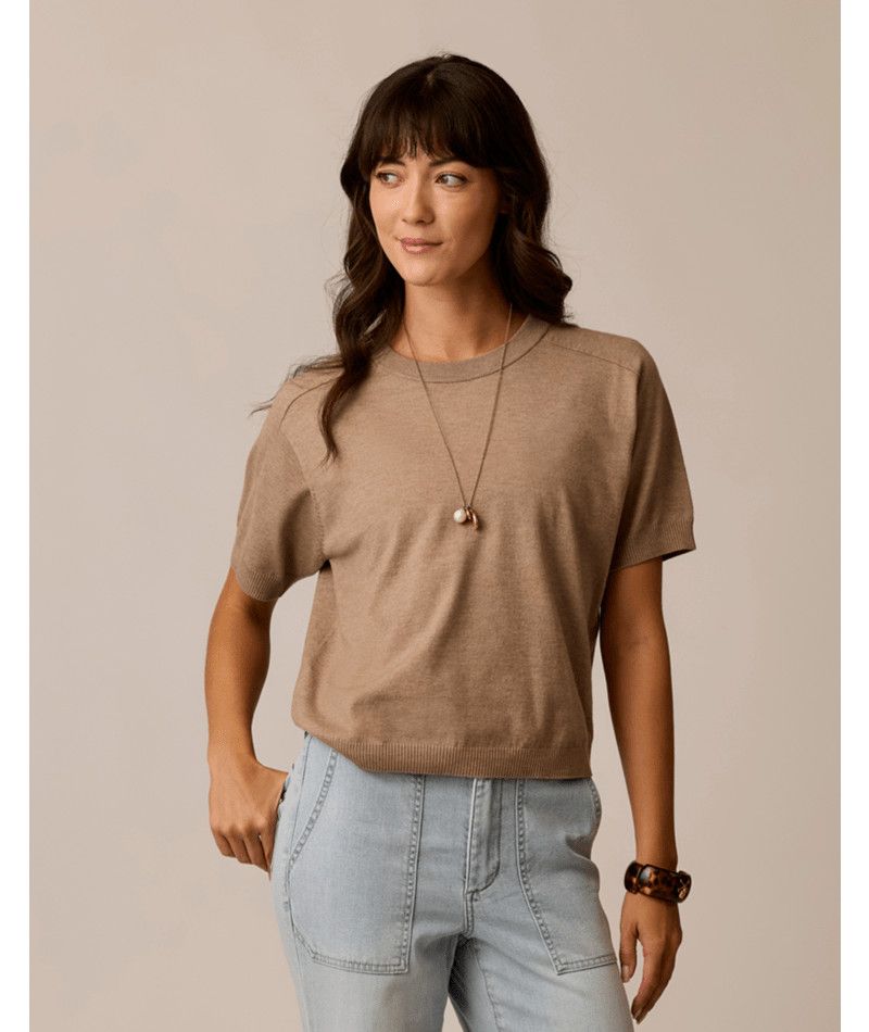 W Josie Swtr Tee, Color: Drk Barley, Size: XS