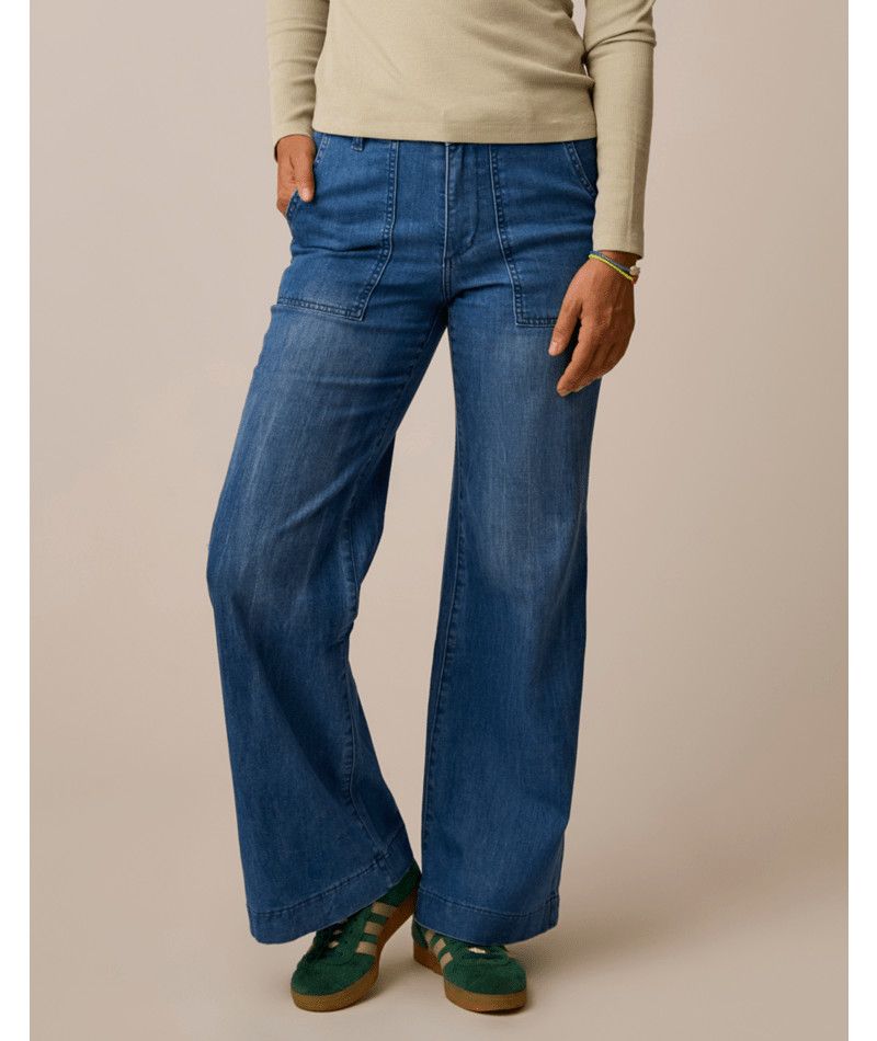 W Farrah LW Denim Wide Leg, Color: Magnolia, Size: 0