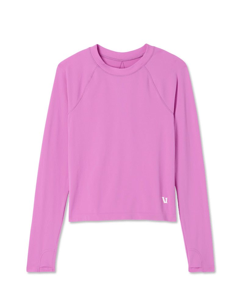 W L/S Surge Seamless Tee, Color: Bloom, Size: XS