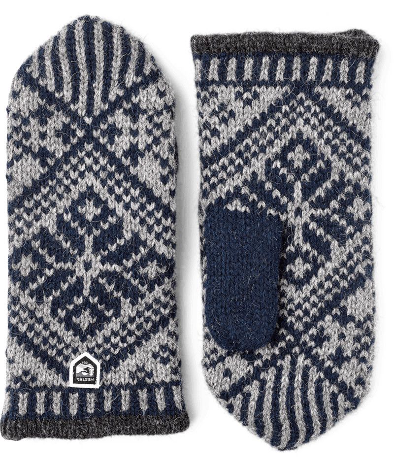 Nordic Wool Mitt, Color: Navy/Grey, Size: 6