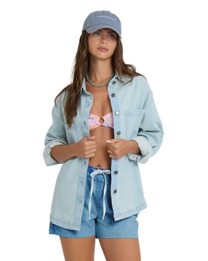 W Mix Match LS Shirt, Color: Sky Wash, Size: SM