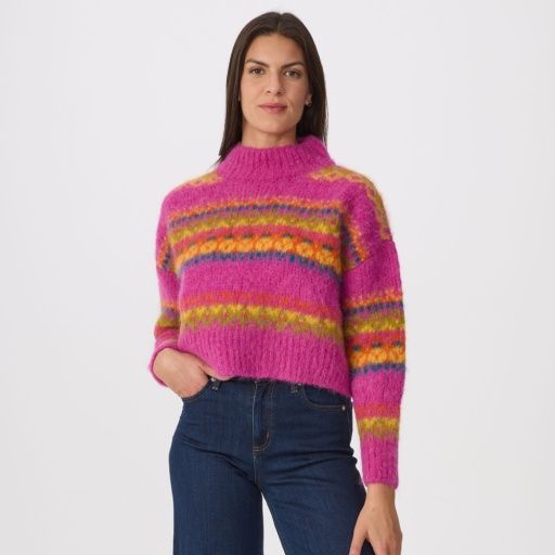 W Celine Mock Neck, Color: Fuchsia, Size: XS