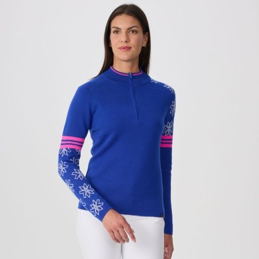 W Snowdrift Zip Neck, Color: Cobalt, Size: SM