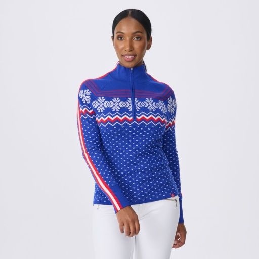 W Snowhut Zip Neck, Color: Cobalt, Size: SM
