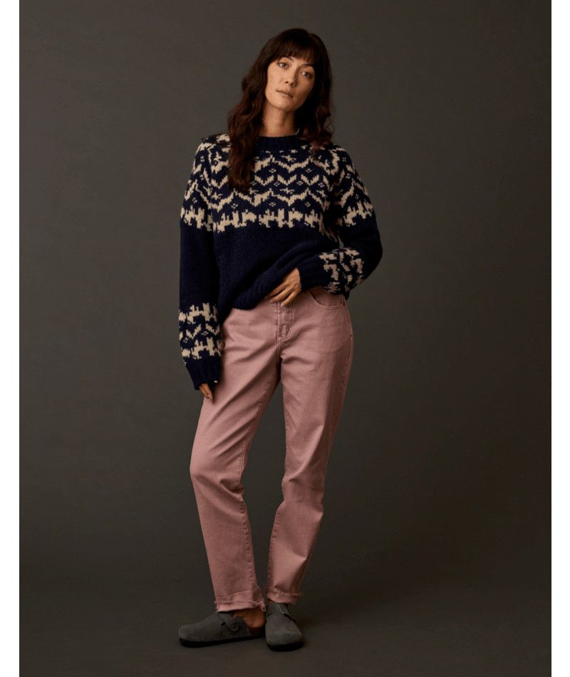 W Aria Fairisle Swtr, Color: Navy, Size: XS