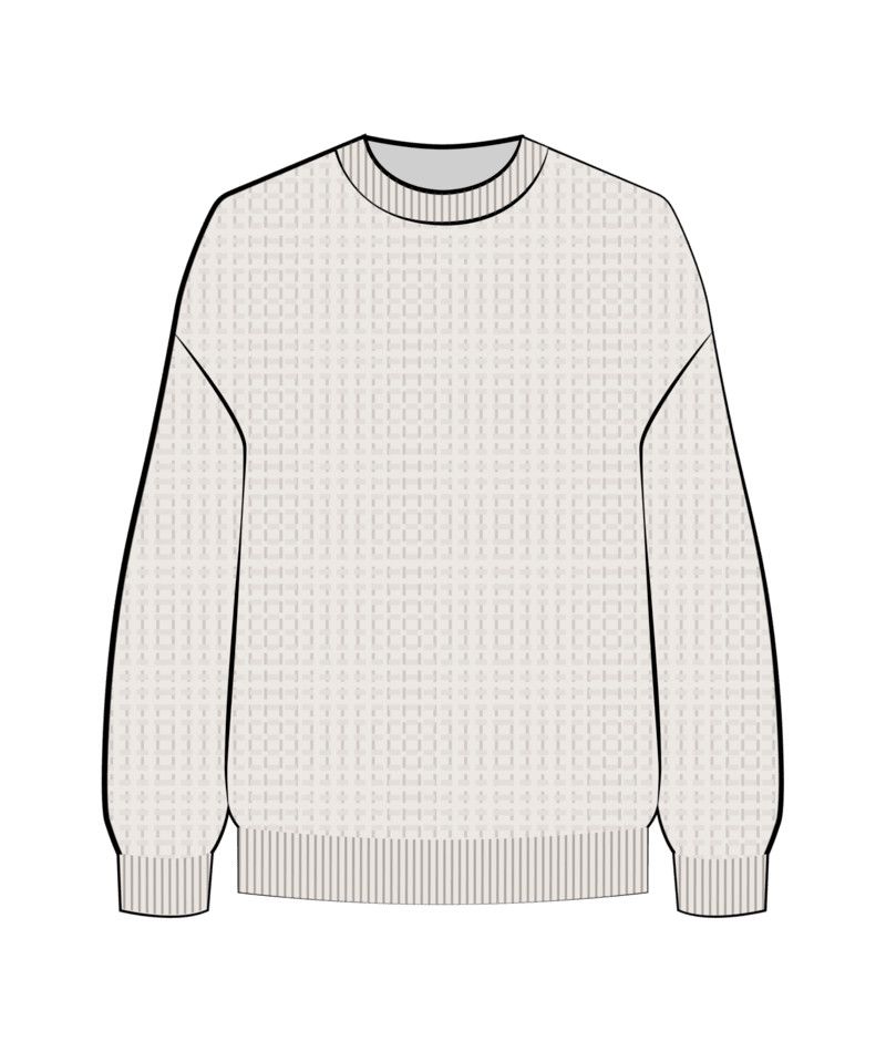 W OS Cotton Waffle Swtr, Color: Marshmallow, Size: XS
