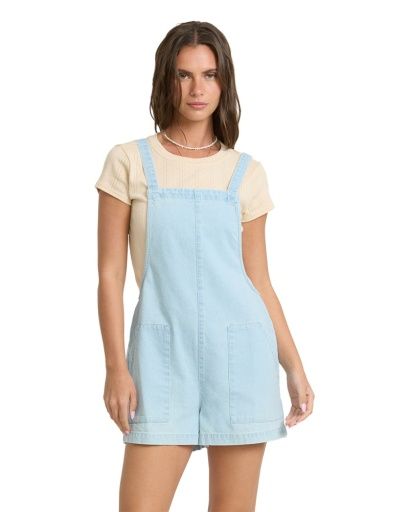 W Beach Crush Denim Overall, Color: Wave Wash, Size: SM