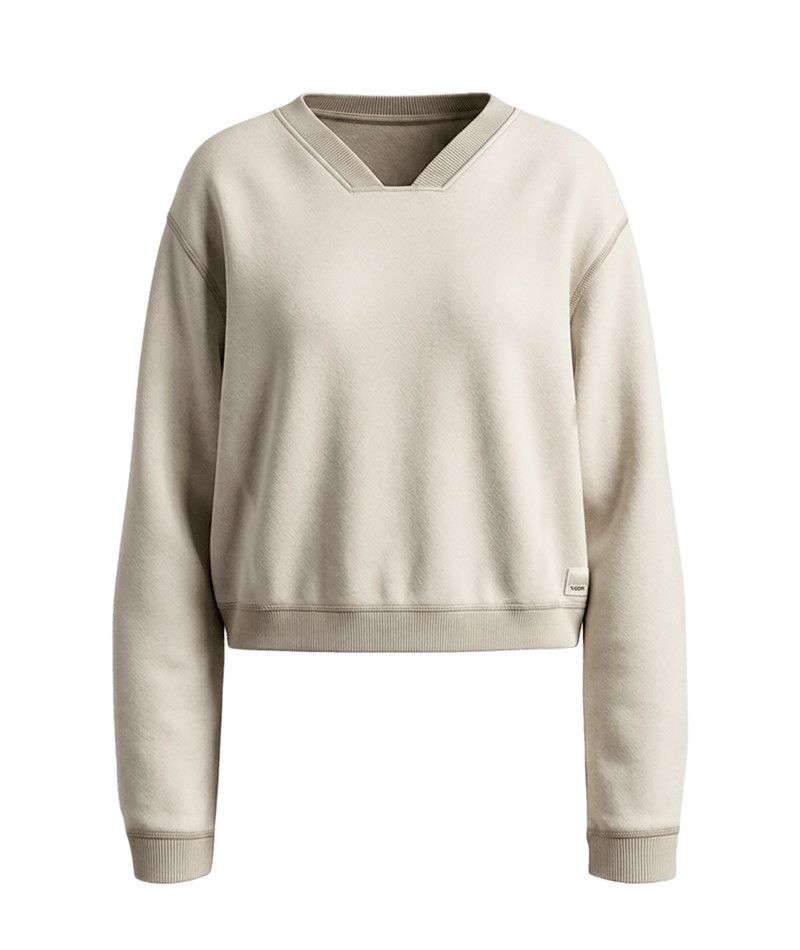 W Restore Notch Vneck, Color: Bone Hthr, Size: XS