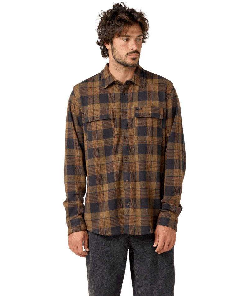 M Sutton Flannel, Color: Drk Khaki, Size: MD