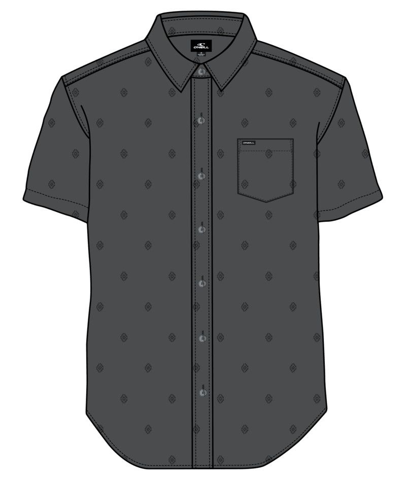 M Lt Check Geo SS Shirt, Color: Gargoyle, Size: MD