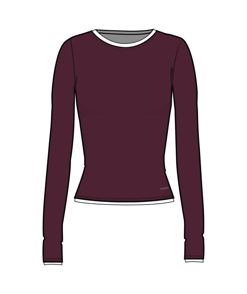 W Halo Dbl Layer LS Top, Color: Cherry Noir, Size: SM