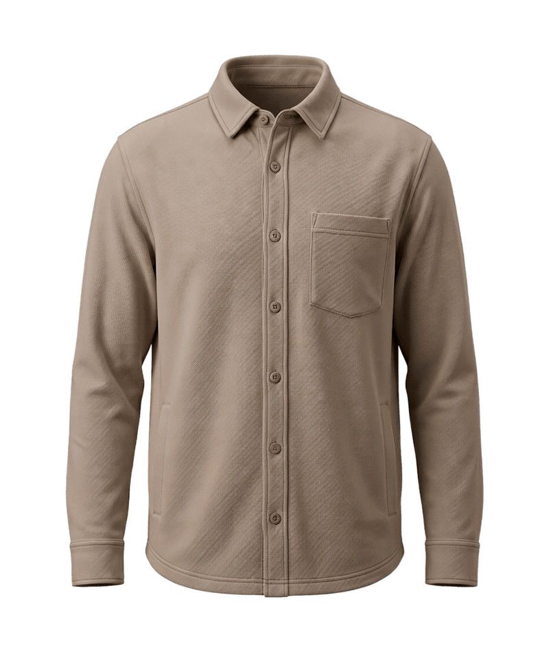 M Pique Fleece Shirt Jkt, Color: Boulder, Size: MD