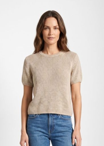W Lucia Knit Tee, Color: Oat, Size: XS