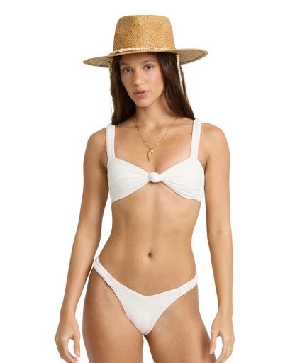 W Crystal Tides Sweet Eyelet Bandeau, Color: Salt Crystal, Size: SM