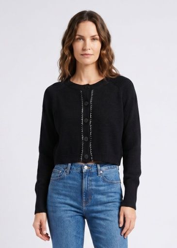 W Sailor Cardigan, Color: Blk, Size: XS