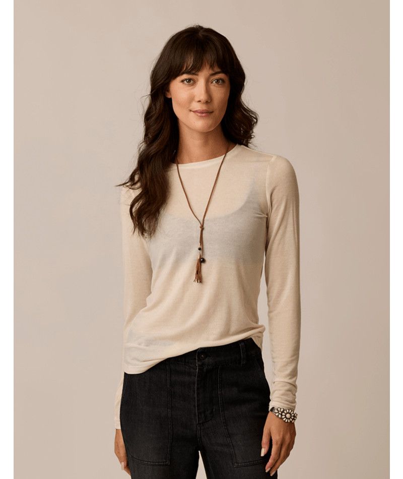 W Lea Tissue Crewneck, Color: Birch, Size: XS