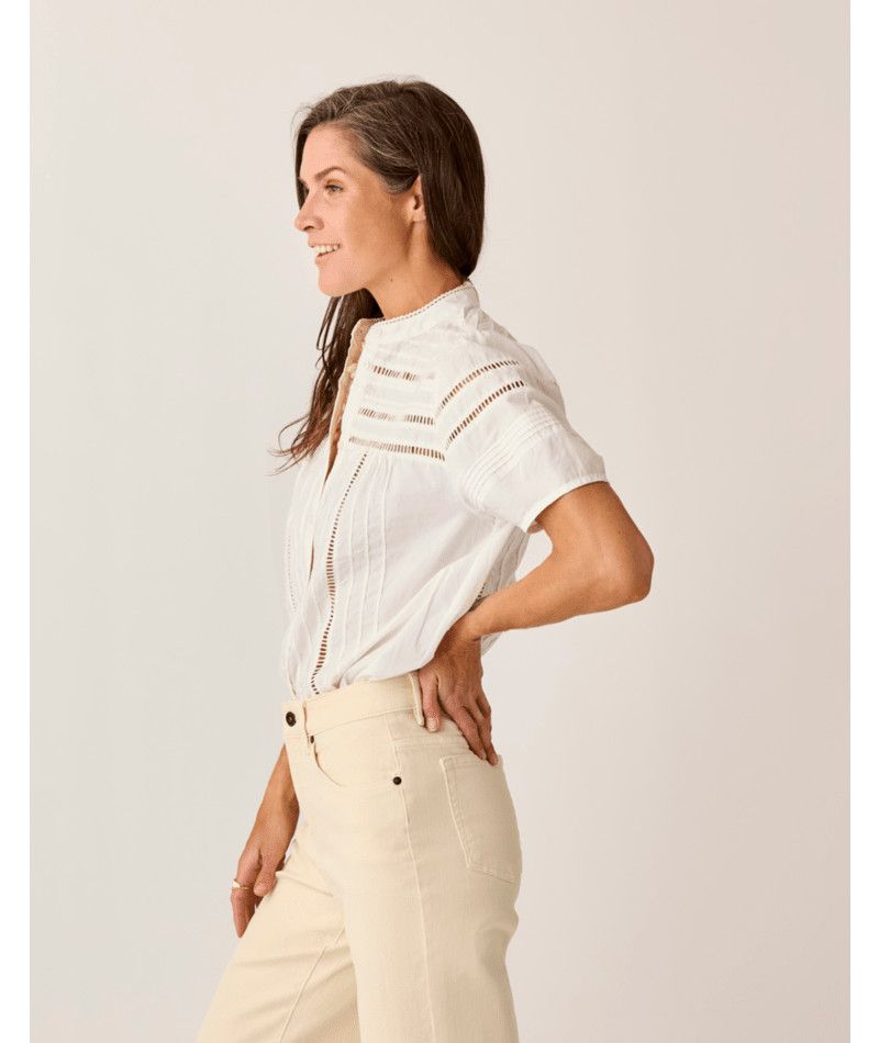 W Gabby Voile Top, Color: Cloud, Size: XS