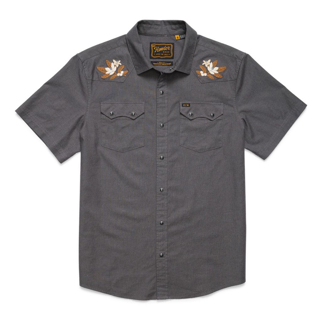 M Crosscut Deluxe Snapshirt, Color: Orange Blossoms : Char Oxford, Size: MD
