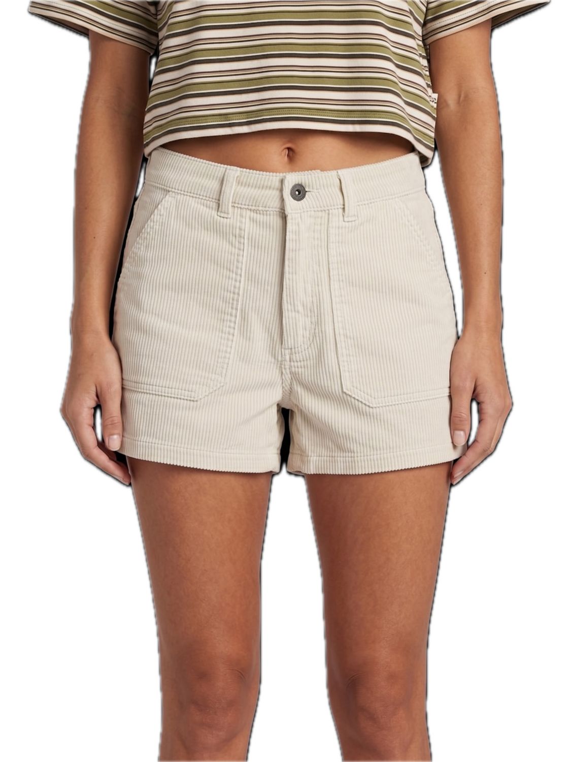W Wale Corduroy Short, Color: Ivory, Size: 25