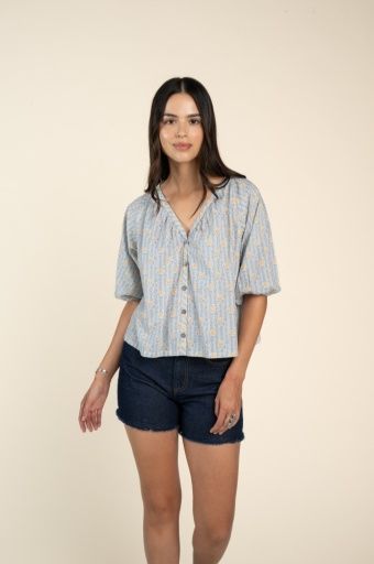 W Juliette Blouse, Color: Bloom Stripe, Size: SM
