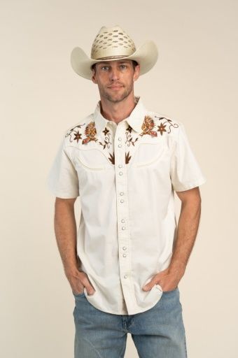 M Prescott Western Shirt, Color: Cream Gallo, Size: MD