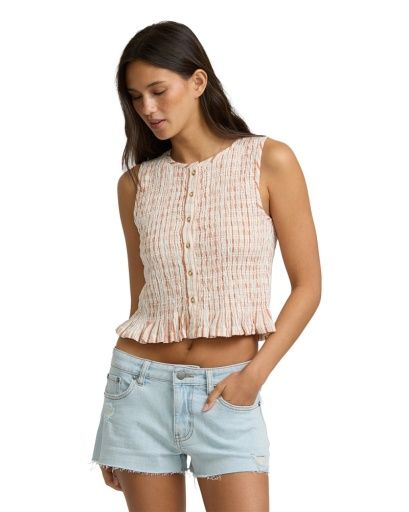 W Stay Awile Wvn Tank, Color: Sunburn, Size: XS