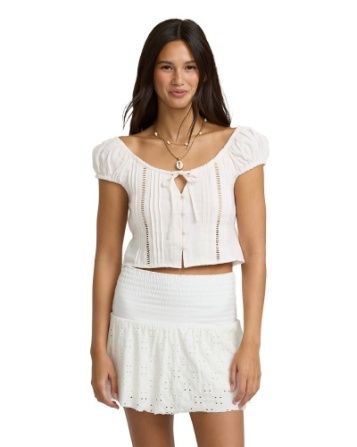 W Boho Trip SS Wvn Top