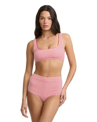 W Mini Wave Check Lace Up Dress, Color: Fiesta Red, Size: XS