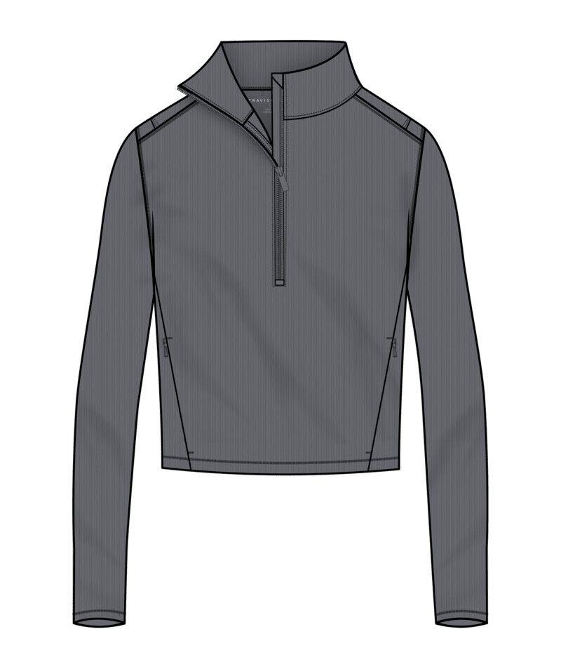 W Moveknit Rib 1/2 Zip, Color: Charcoal, Size: SM