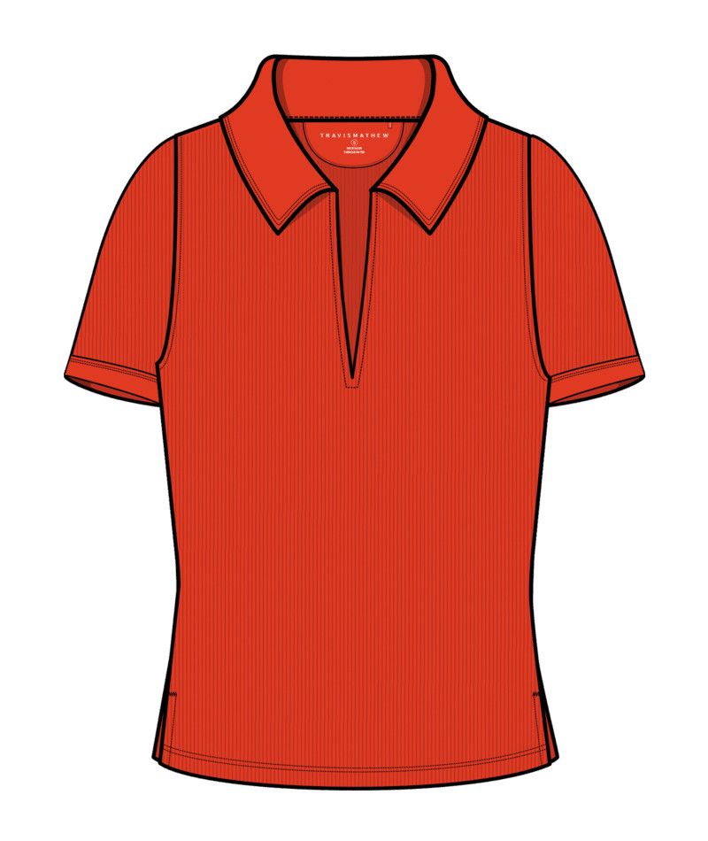 W Moveknit Rib SS Wave Polo, Color: Firecracker Red, Size: SM