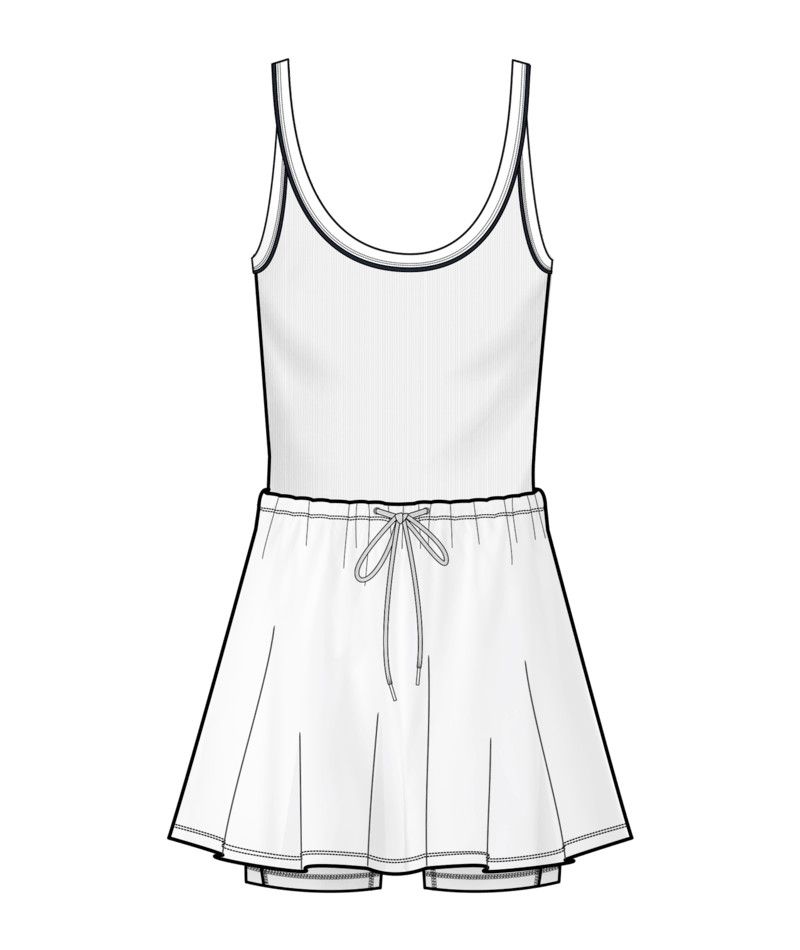 W Moveknit Rib Court Dress, Color: White, Size: SM