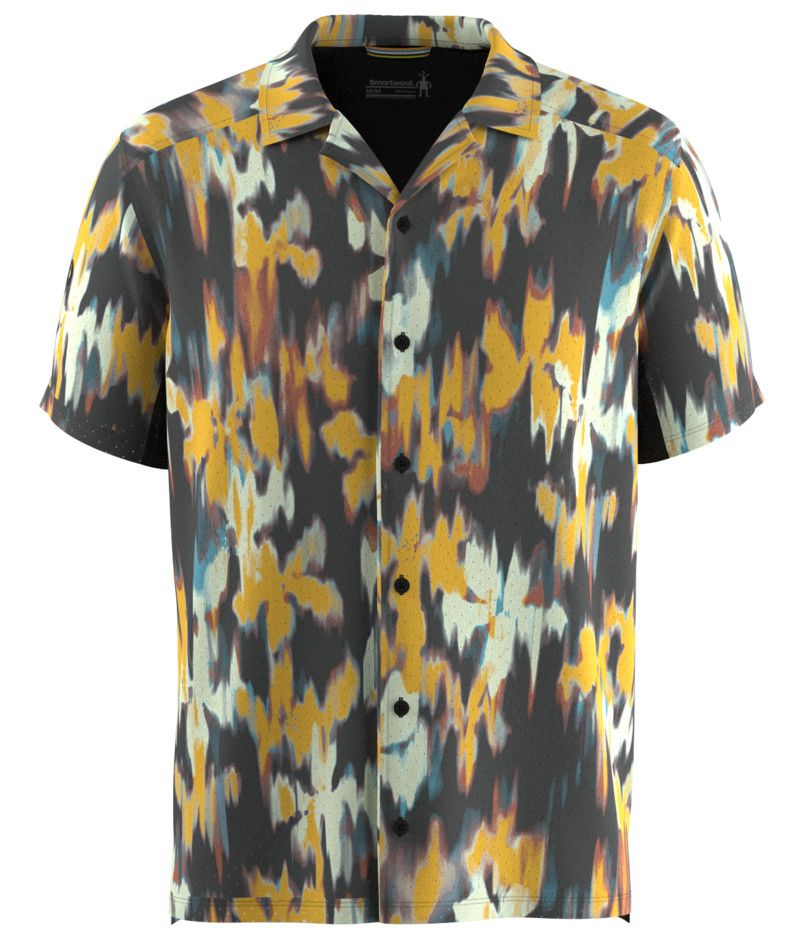 M Active Button Down, Color: Brnz Glitch Floral, Size: MD