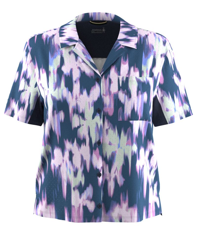 W Active Button Down, Color: Lav Glitch Floral, Size: SM